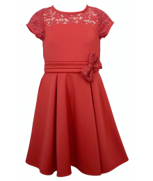 Bonnie Jean Red Side Bow Sequin Lace Bodice Dress